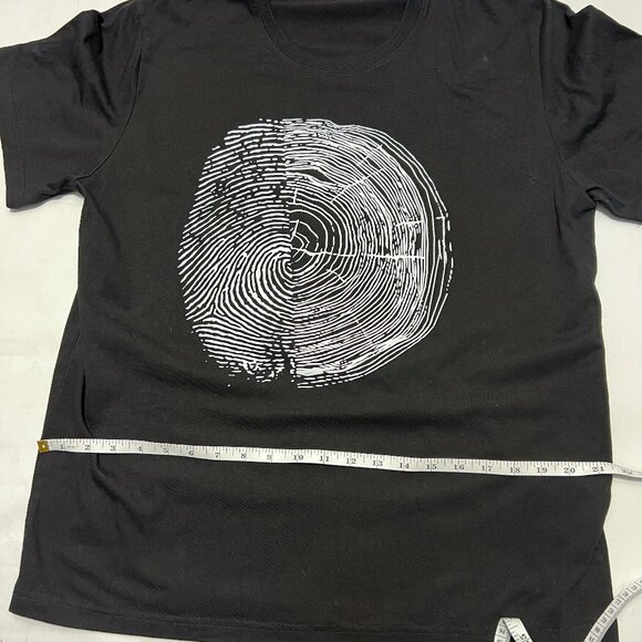 Tree Rings/Finger Print Graphic/Vinyl T-Shirt Shirt Sleeve Black XL - Picture 7 of 7